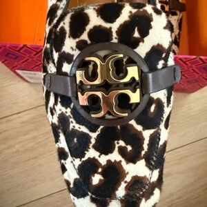Tory Burch Leopard Print Flats with Gold Logo- lightly used